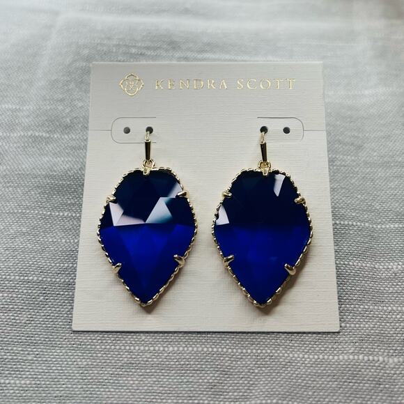 New Kendra Scott Corley Gold Earrings in Cobalt Slate - Picture 3 of 9